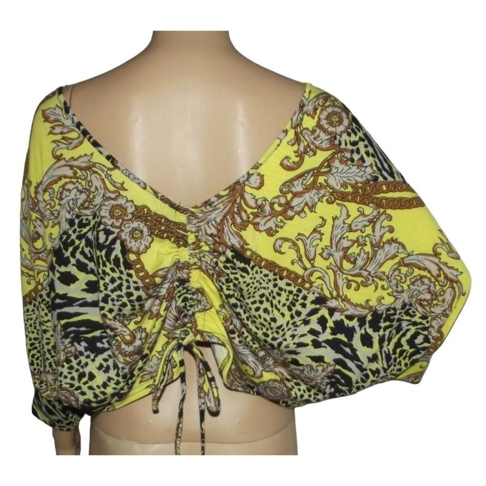 Sugar&Spice Top Chain Links Animal Print XL yellow black brown RUCHED BACK dolma